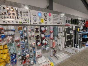 Custom wall display components for boating and light products